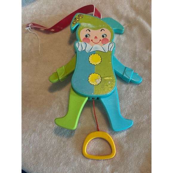 VTG Fisher Price Baby Toy Jolly Jumping Jack 145 Pull String Action Crib 1969 - Picture 1 of 4
